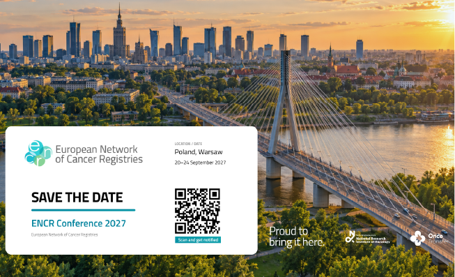 Image advertising the save the date for the ENCR Scientific meeting in Warsaw, Poland, on 20-24 September 2027